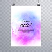 Happy holi festival.holi folleto salpicaduras de colores ba de acuarelas vector