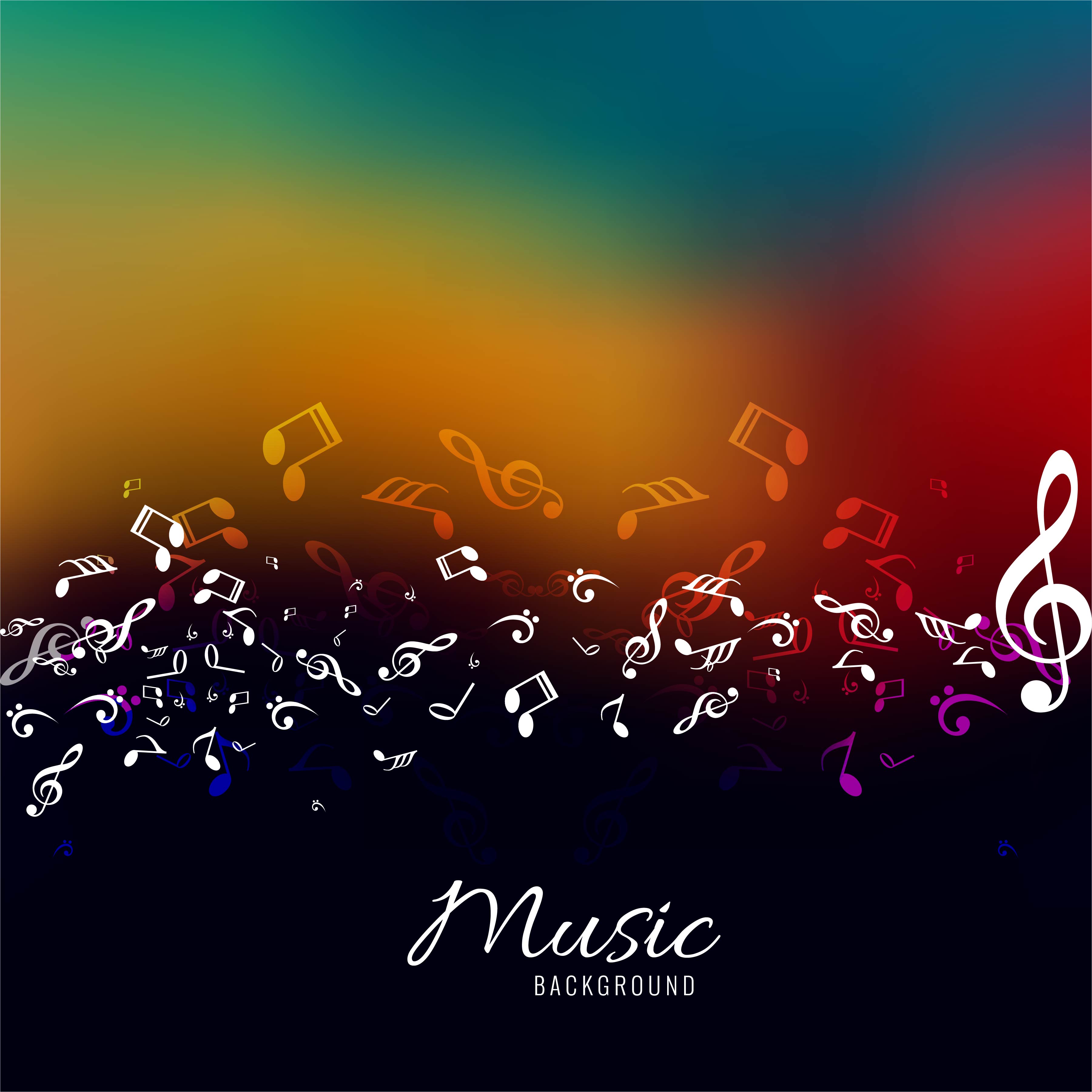 Abstract Music Notes Design For Music Colorful Background