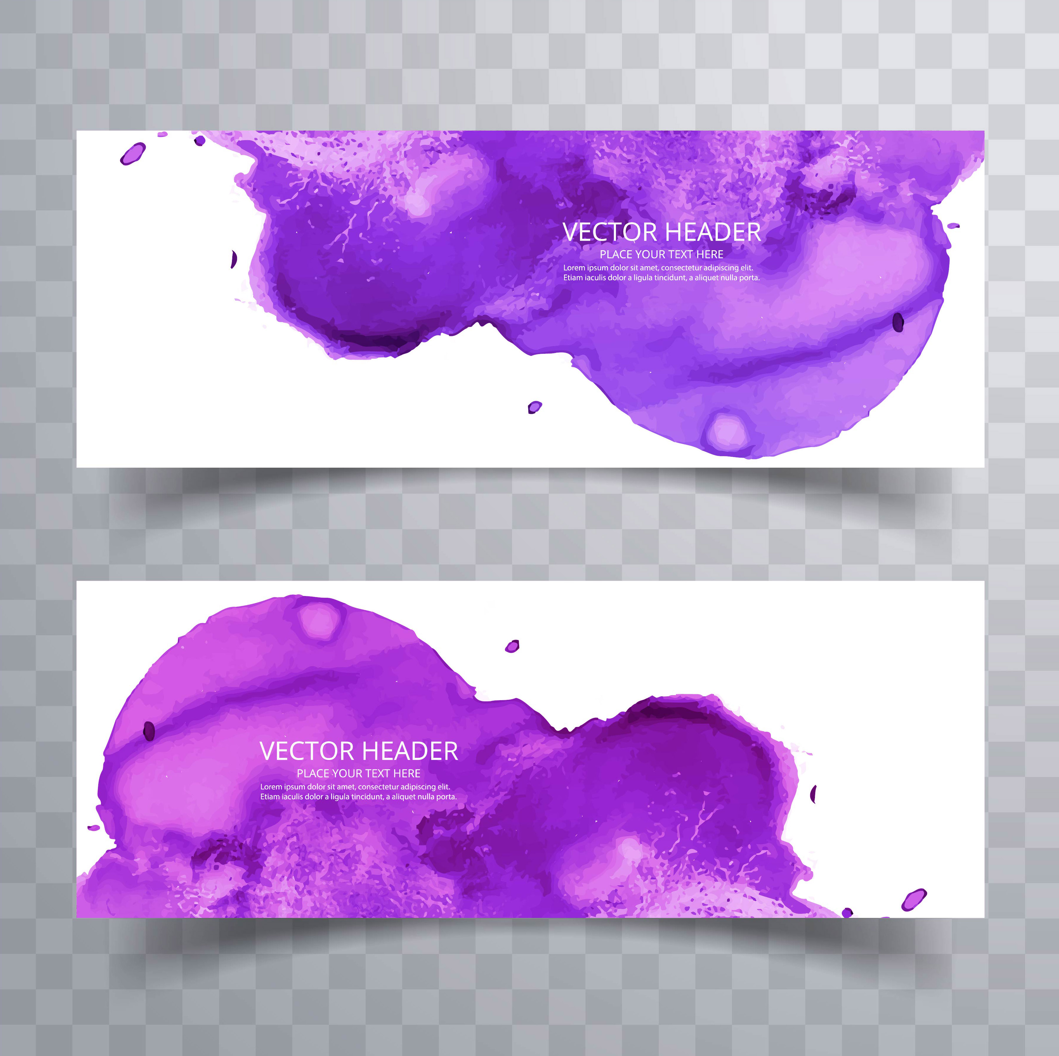 Abstract Paint Brush Colorful Watercolor Splash Header Set Backg