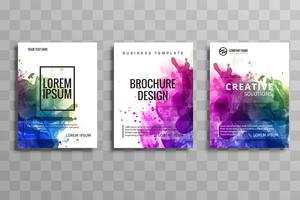 Abstract watercolor business brochure set of cards vector