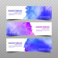 Conjunto de banners acuarela moderna vector