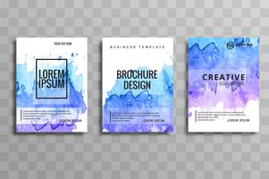 Abstract vector brochure colorful watercolor set template