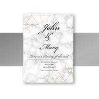 Wedding invitation card template with marble texture design vector