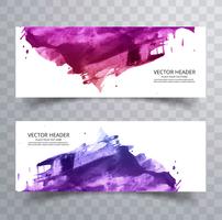 Beautiful abstract paint brush colorful watercolor header set ve vector