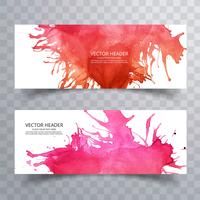 abstract paint brush colorful watercolor header set background vector