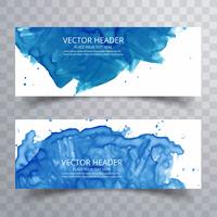 Beautiful blue watercolor banners set design vector