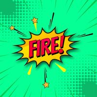 Fire comic book green background vector