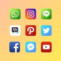 Iconos de redes sociales conjunto de vectores