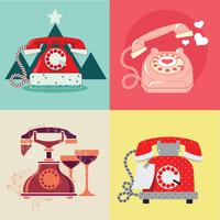 Set of Rotary Telephone with Love and Romance Seasons vector