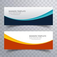 Elegant colorful wavy header set  design vector