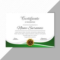 Elegante plantilla de diploma certificado con vector de diseño de onda