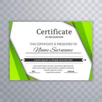 Abstract green certificate with wave background vector