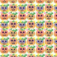 Vector Colorful Day of The Dead Pumpkins Pattern