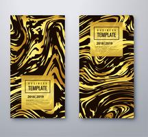 Elegant golden business template set with texture design vector