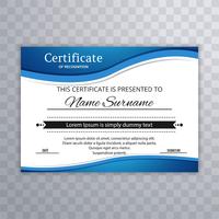 Plantilla de certificado de reconocimiento con diseño de onda azul illus