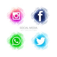 Abstract social media icons set vector 