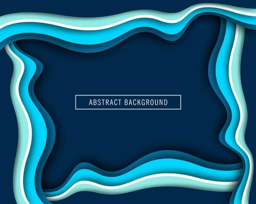 Beautiful wave blue paper cut design vector