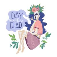 Cute Woman With Catrina Costume vector