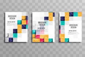 Abstract colorful mosaic business brochure template set vector