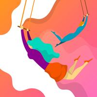 Flat Girl Trapeze Artist Performance vector