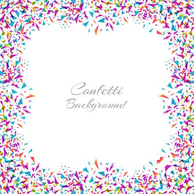 Abstract colorful confetti frame isolated on white background