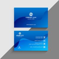 Business card template with blue wave background vector