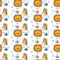 Lion And Giraffe Pattern Vector