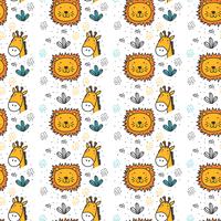 Lion And Giraffe Pattern Vector