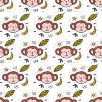 Monkey Doodle Pattern Vector