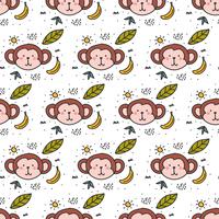 Monkey Doodle Pattern Vector