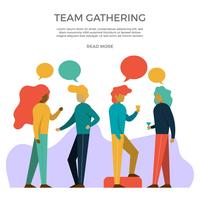 Flat Office Parties and Gatherings Vector Illustration
