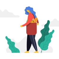 Mujer plana de compras en la tienda de comestibles ilustración vectorial vector