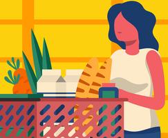 Ilustración de compras de comestibles vector