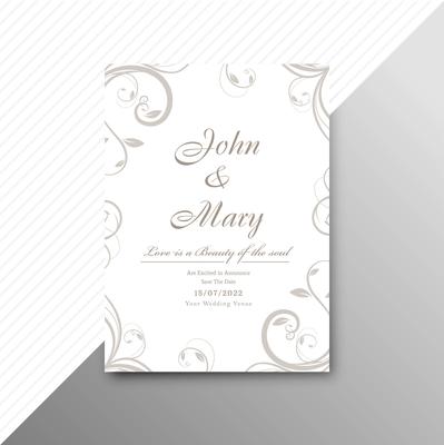 Wedding invitation card template with decorative floral backgrou