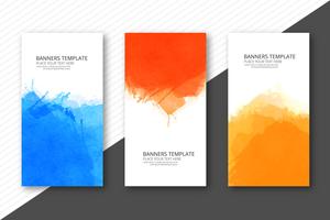 Soft watercolor colorful template banners set vector design