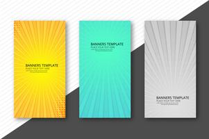 Abstract colorful rays banners set template background vector