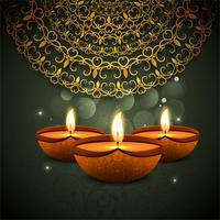 Happy diwali diya oil lamp festival background illustration vector