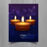 Folleto hermoso de la plantilla del festival de la lámpara del aceite de Diwali Diya feliz vector