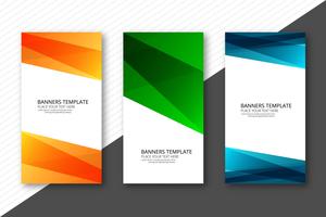 Modern colorful wavy template banners set design vector