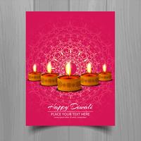 Feliz diwali diya lámpara de aceite festival folleto plantilla diseño vector