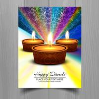 Beautiful Happy diwali diya oil lamp festival template brochure  vector