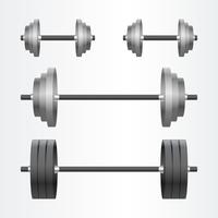 Metal Realistic Dumbbell Fitness Background Set