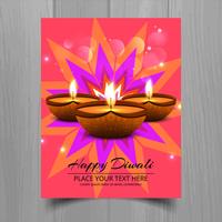 Beautiful Happy diwali diya oil lamp festival template brochure  vector