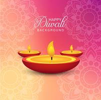 Happy diwali diya oil lamp festival card background vector