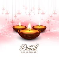 Happy diwali diya oil lamp festival shiny background vector