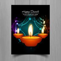 Happy diwali diya oil lamp festival brochure template design