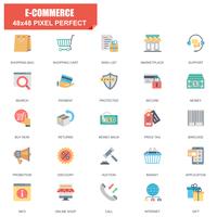 Conjunto simple de E-commerce relacionados con iconos planos vectoriales vector