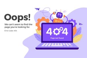 Error 404 no disponible en la página web. Concepto de archivo no encontrado vector