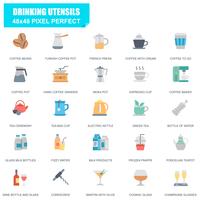 Simple Set of Drinking Utensils Related Vector Flat Icons