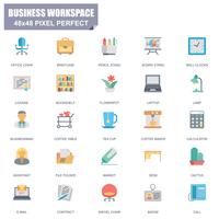 Simple Set of Business Workspace Related Vector Flat Icons